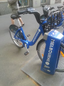 A bike in the city with no helmet